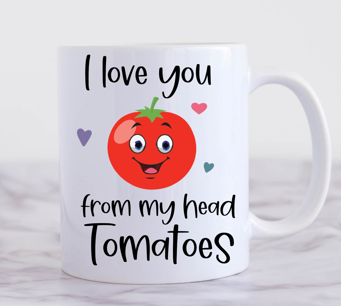 i love you from my head tomatoes mug