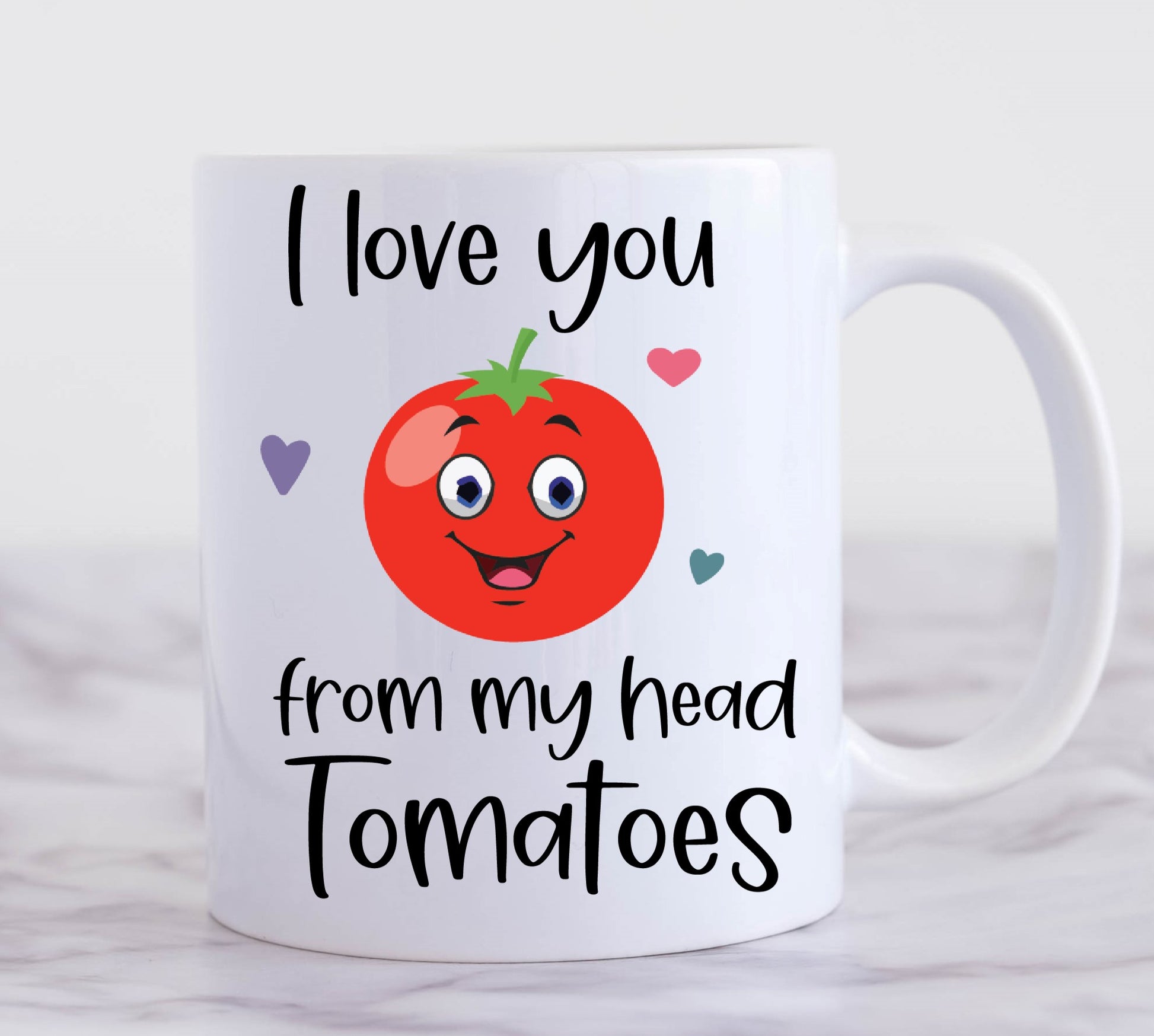 i love you from my head tomatoes mug
